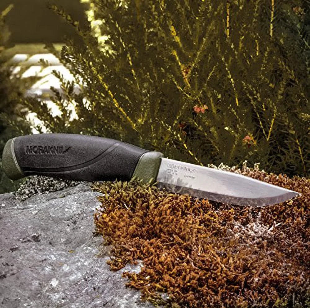 Knife Morakniv Military Blade, with Fixed Green Carbon Companion Outdoor Blade Steel 4.1-Inch,