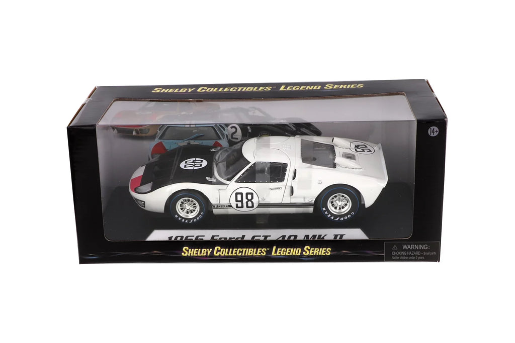 Toy - SC415W Shelby scale Ford White MK Diecast Collectibles Car 1/18 II - Model Shelby 1966 #98, GT-40