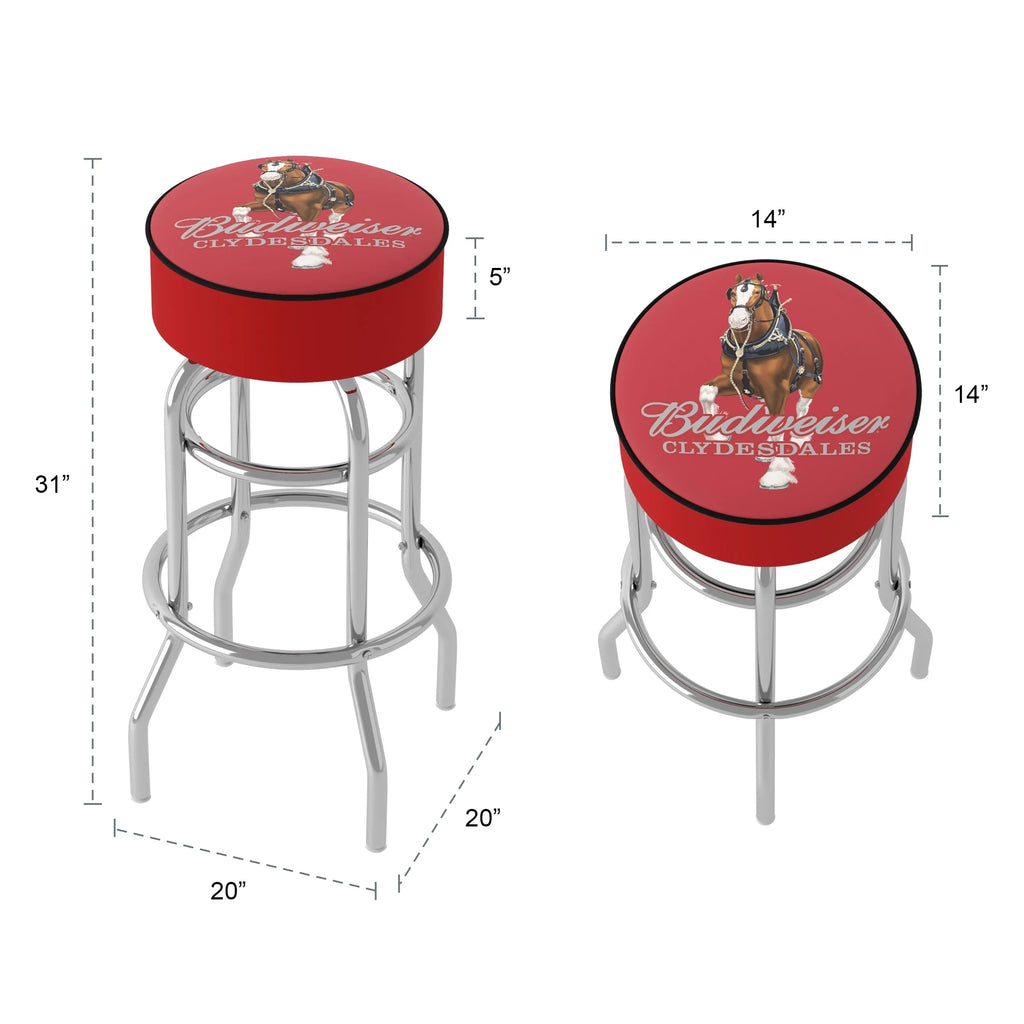 Stool Clydesdale - Red Budweiser Swivel Padded Bar