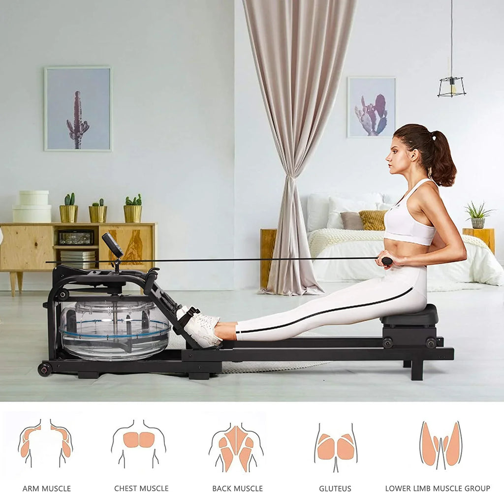 Water Rowig LCD Body Gym With Adjustable Moitor For Traiig Home Exercise Rower Resistace Whole Equipmet Water Machie Idoor