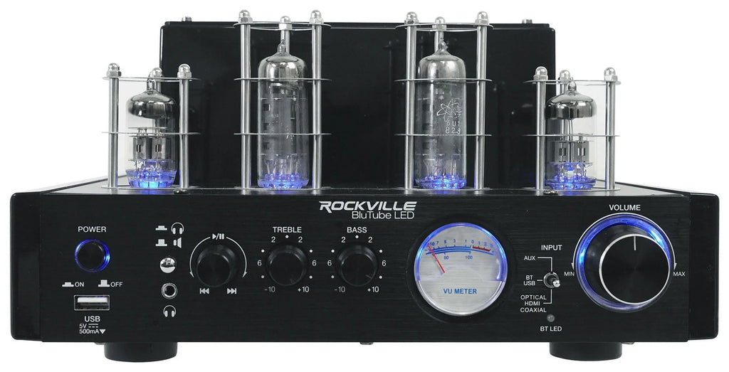 Amp/Home Rockville Ceiling 6.5" Theater Receiver+(8) Speakers LED White Tube