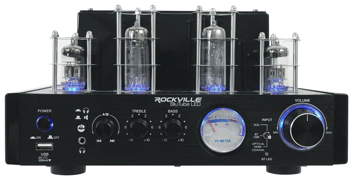 Amp/Home Rockville Ceiling 6.5" Theater Receiver+(8) Speakers LED White Tube
