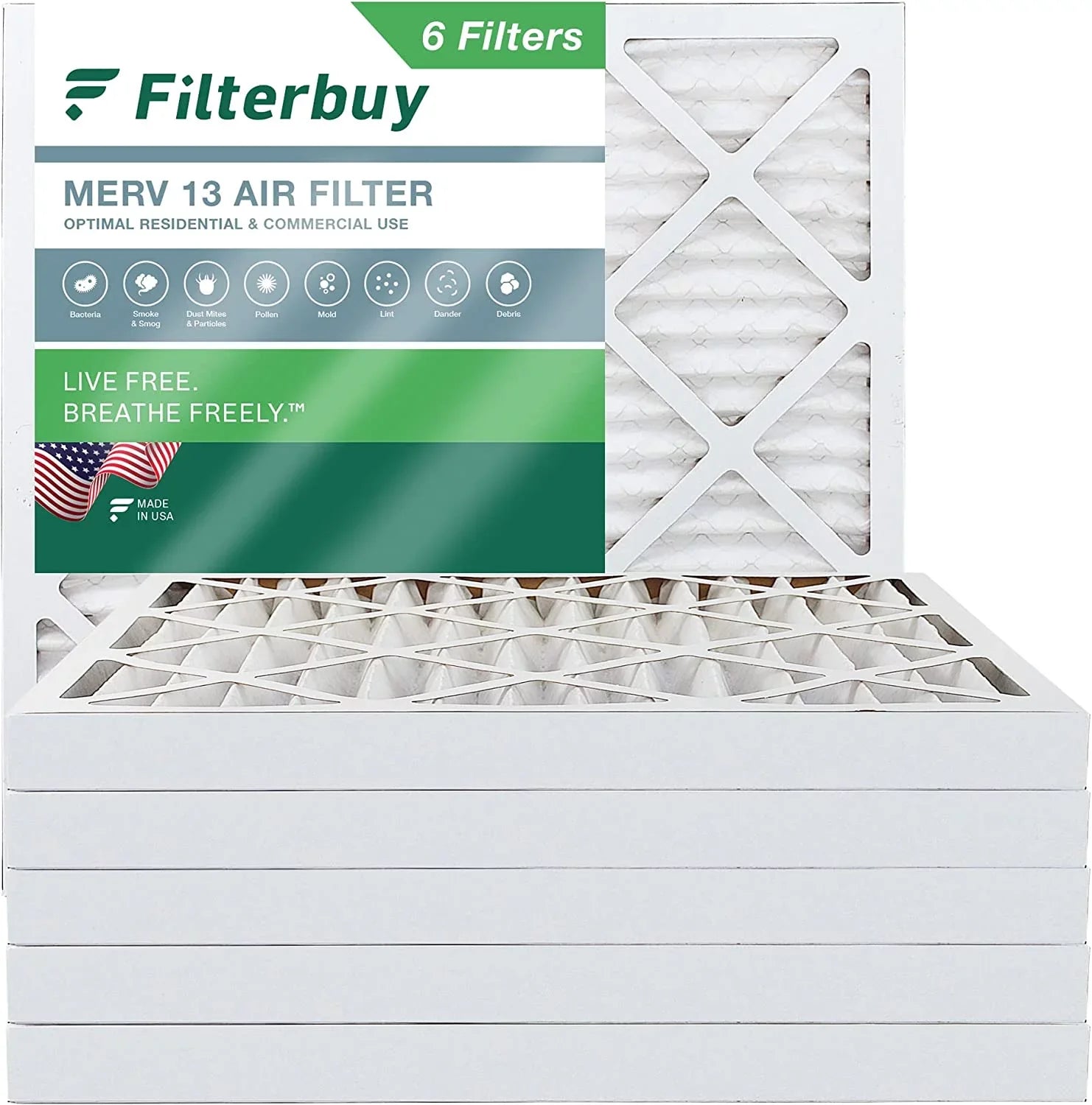 24x24x2 MERV HVAC Filterbuy (6-Pack) AC Furnace Filters Air 13 Pleated