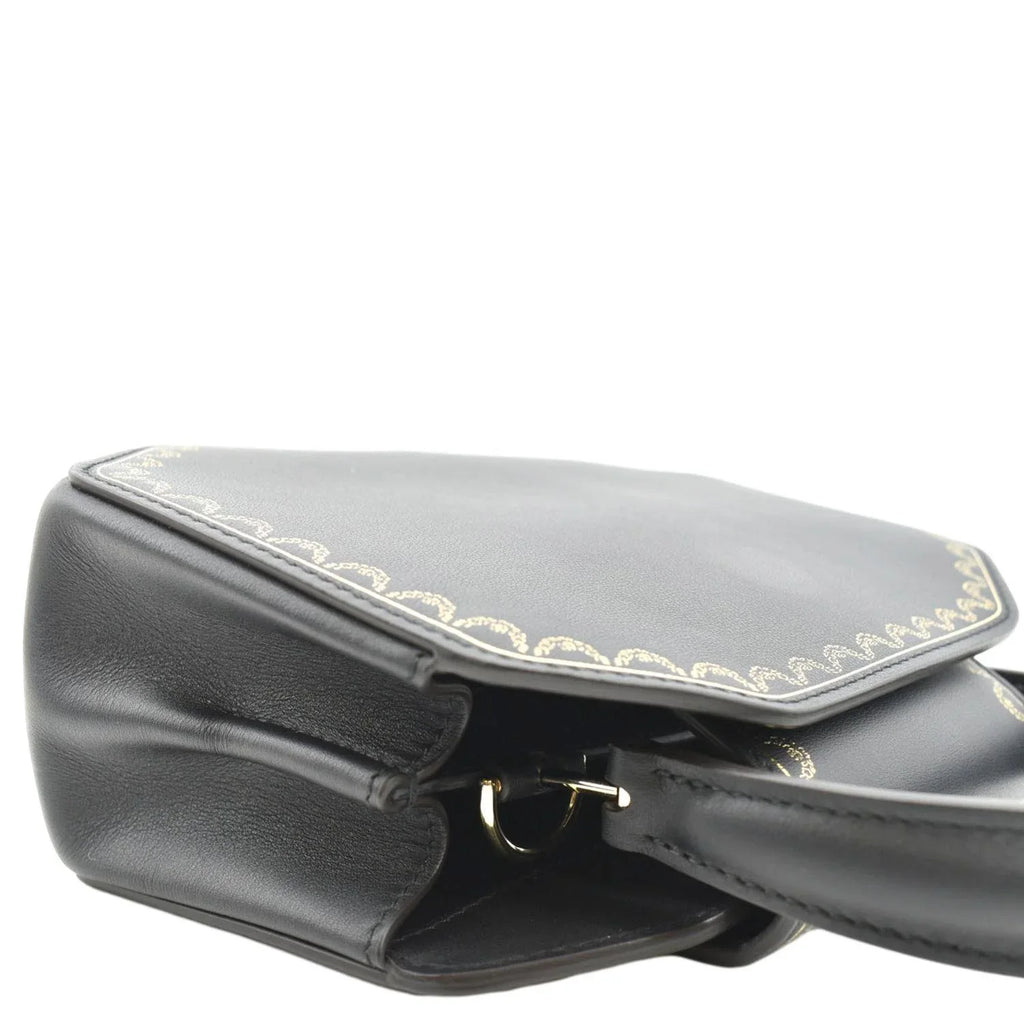 Calfskin Handle Top Mini Leather Black CARTIER Bag Satchel Guirlande Pre-owned
