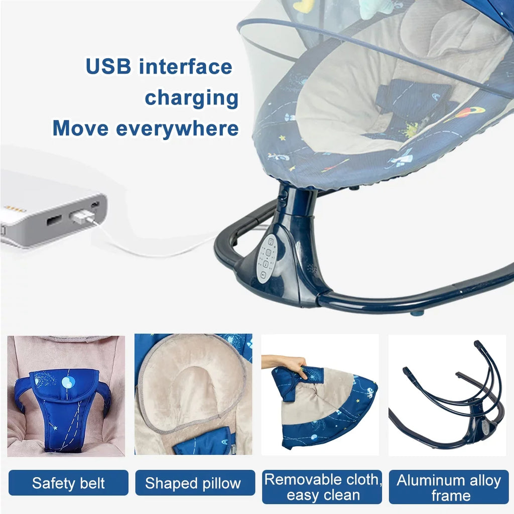 Seat Indoor Bluetooth Outdoor, Baby 3 Positions, 4 Baby with for and Blue Control Infants, Swings Infant Speaker for with Swing Music Swing Speeds Portable Remote and -