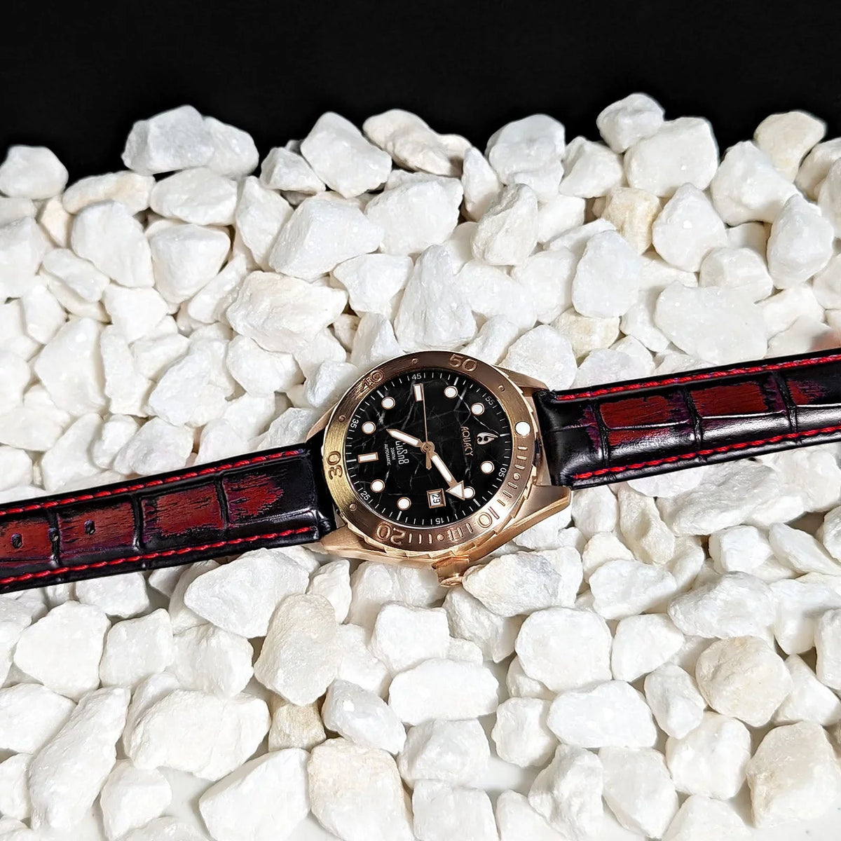 Dive Water Swimming Wrist 120 BR.BKM.8215.L 316L Men Automatic Back CuSn8 Uni-Directional - Marble Stainless Aquacy Case - Screw - click Watches Bronze Resistance Down Watch Diver 200M For Bezel