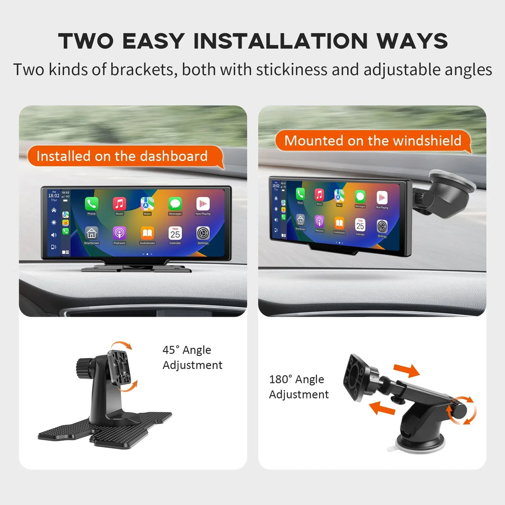 Herilary Stereo with Adapter Cam, Wireless Carplay Screen Mirror Car Apple Android Car Carplay Play 2.5K Dash Auto Link/Siri/Wifi/Bluetooth/Double Wireless 10.26" Screen Din Touch