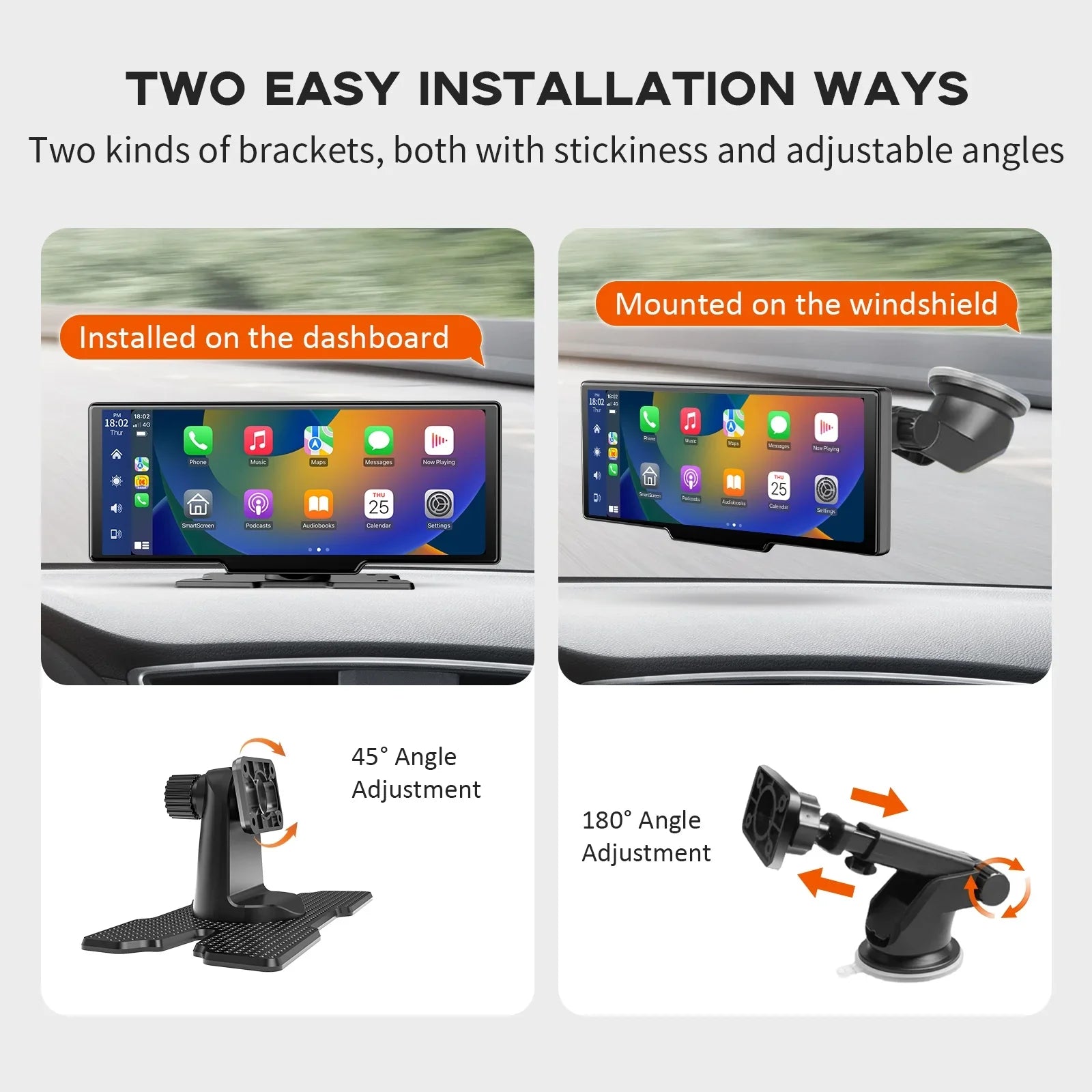 Herilary Stereo with Adapter Cam, Wireless Carplay Screen Mirror Car Apple Android Car Carplay Play 2.5K Dash Auto Link/Siri/Wifi/Bluetooth/Double Wireless 10.26" Screen Din Touch