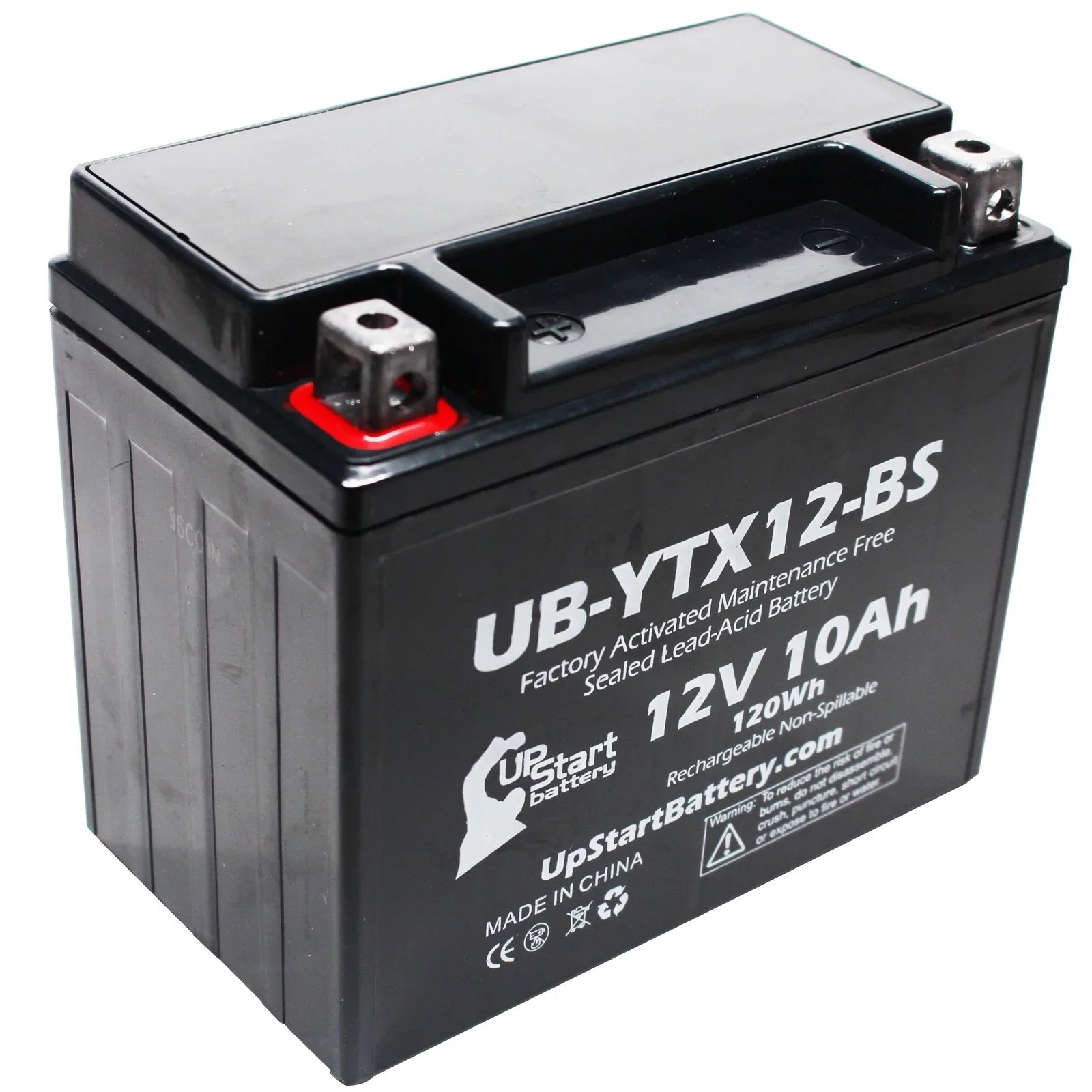 UpStart GSX-R1000 Factory Battery 2001 Replacement - Suzuki Motorcycle Maintenance 12V, Activated, Free, UB-YTX12-BS Battery 10Ah, 1000 CC