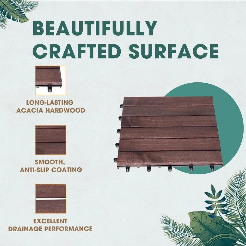Dark 6 Slats, Idzo Tiles - Brown Decking
