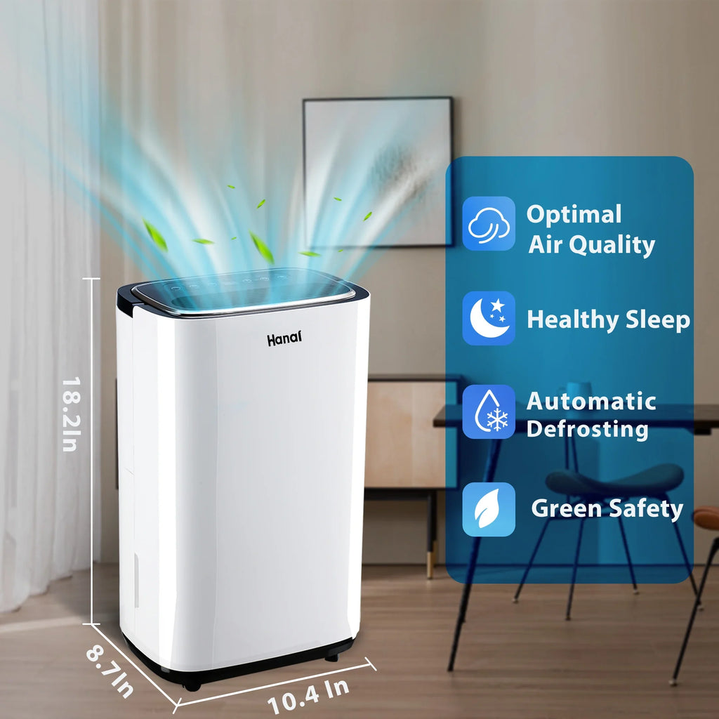 Dehumidifier,1500 Pints Home Removal Pints Drain Sq.Ft,Protable "F, RH),White 30 WANAI with Hose,Max Basement and Moisture 22 Dehumidifier for (95 95%