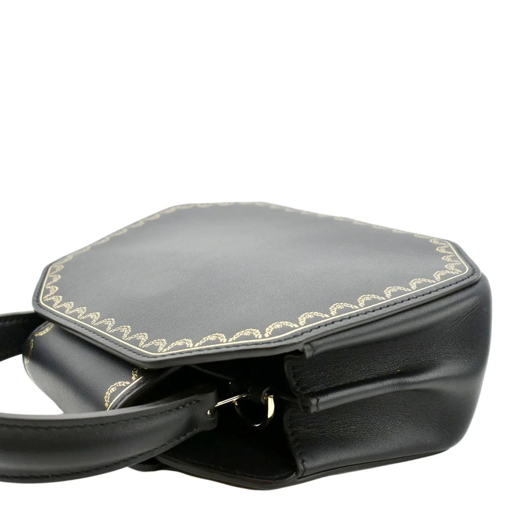 Calfskin Handle Top Mini Leather Black CARTIER Bag Satchel Guirlande Pre-owned