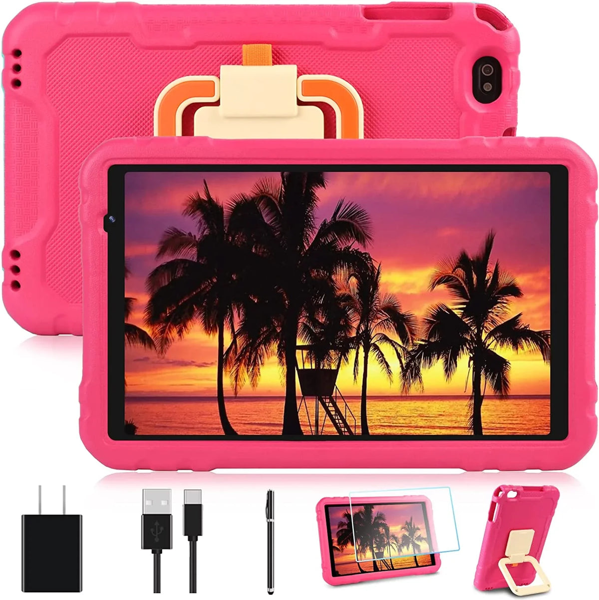 Split ROM Kids Case Wifi Pink Touchscreen Screen Tablet 11 Tablets HD 10 IPS 4GB 64GB Drop-Proof inch Android RAM