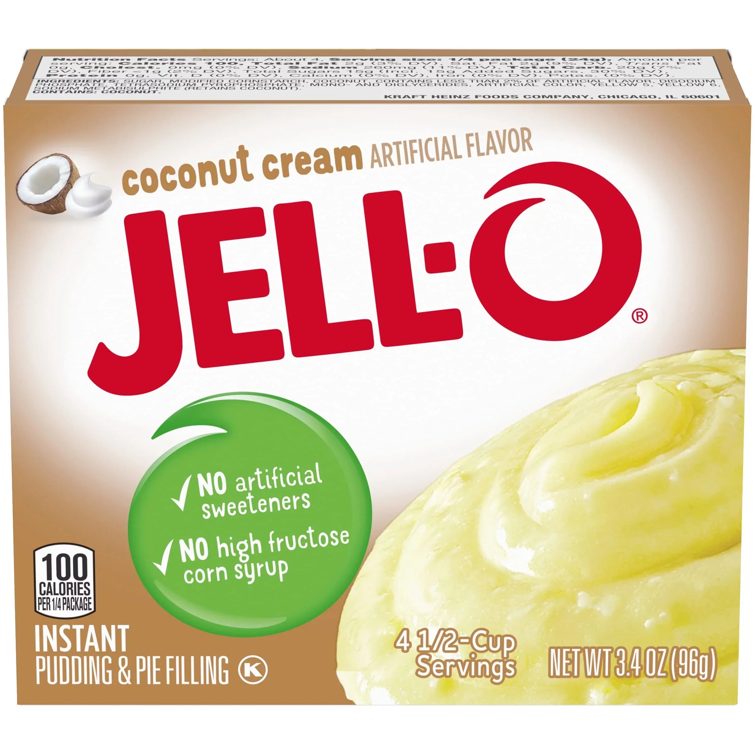 Cream Jell-O & 3.4 Filling Coconut Pie Oz Deliciously 24 Packs Pudding of Creamy Indulge - in Boxes!