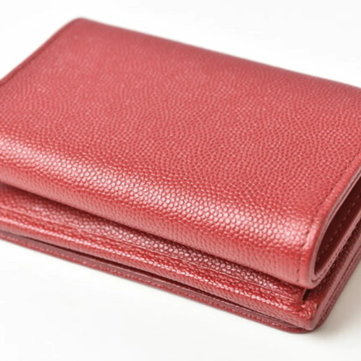 here CHANEL Chanel skin (Like Pre-Owned wallet mark caviar New) dark red