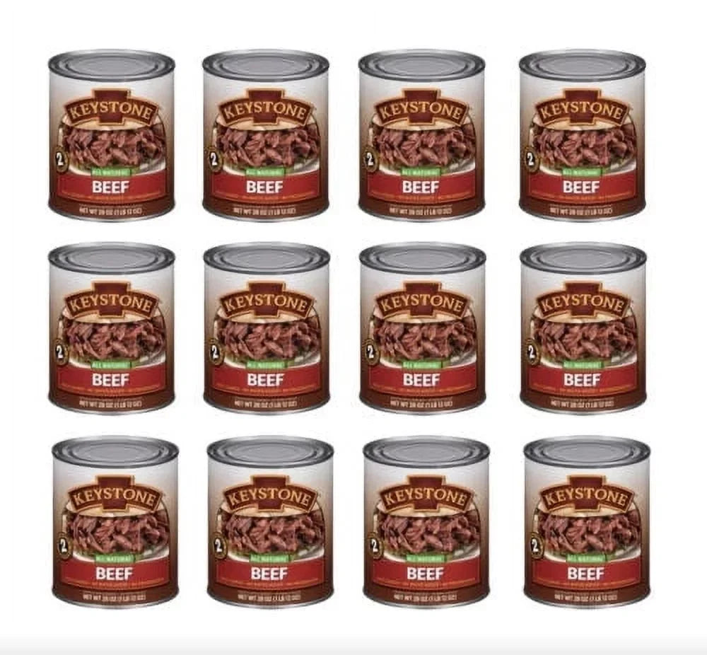 All Cans Food (12 ✅ Beef Long Life Camping Canned Meats Natural Emergency Keystone 28 ✅ Ounce Pack) Shelf