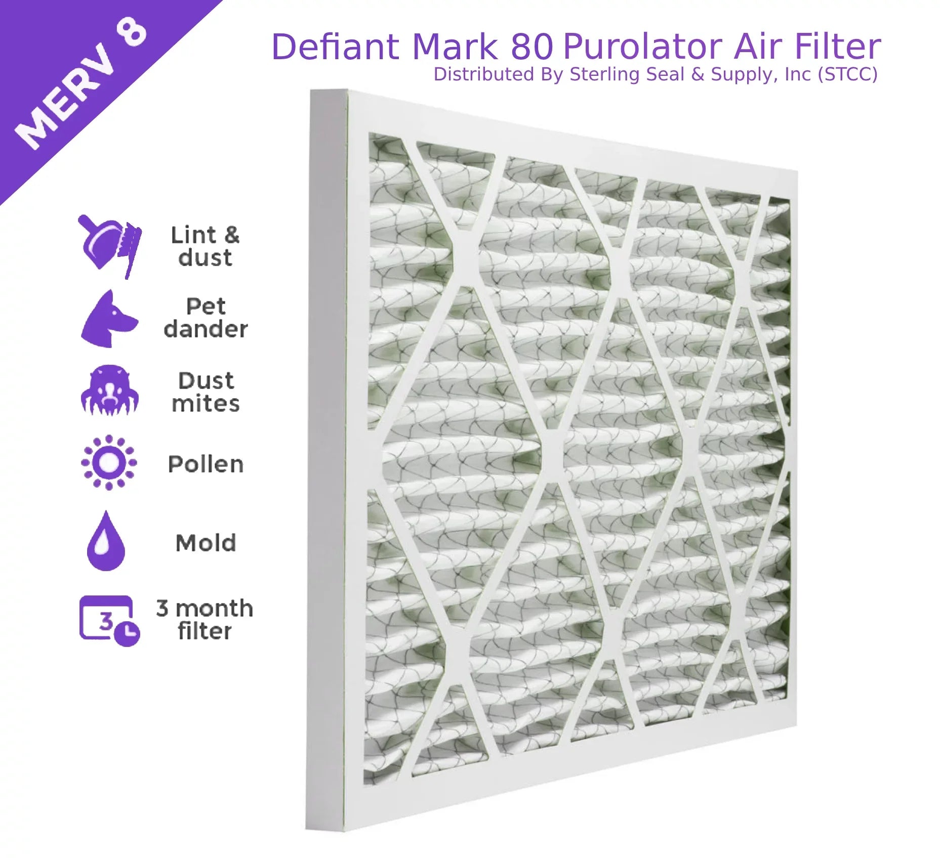 14x20x1, Pleated DMK80 Mechanical Pack) Surface Filter, (6 Extended Air 8, MERV Purolator