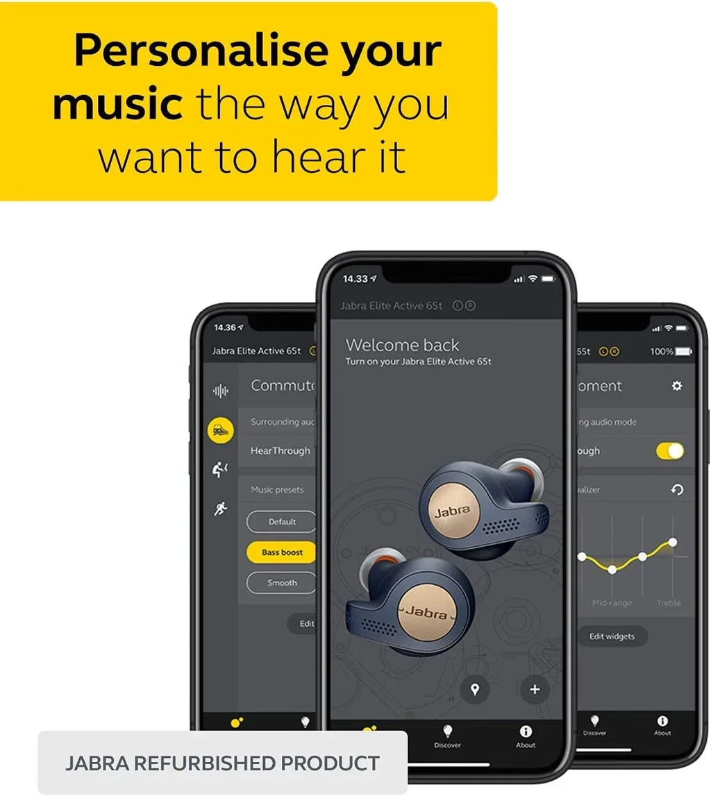 mic Active Bluetooth - with in-ear Jabra (Refurbished) wireless blue/copper - True Restored - 65t - Elite earphones