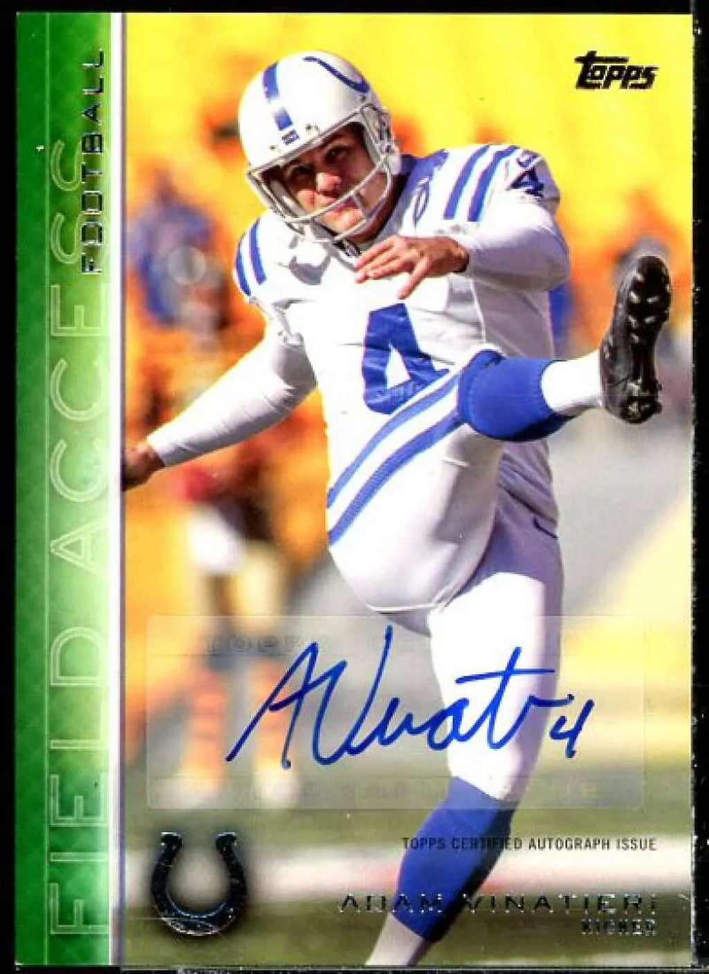 #180 Green Access Adam Card Topps Autographs Vinatieri 2015 Field