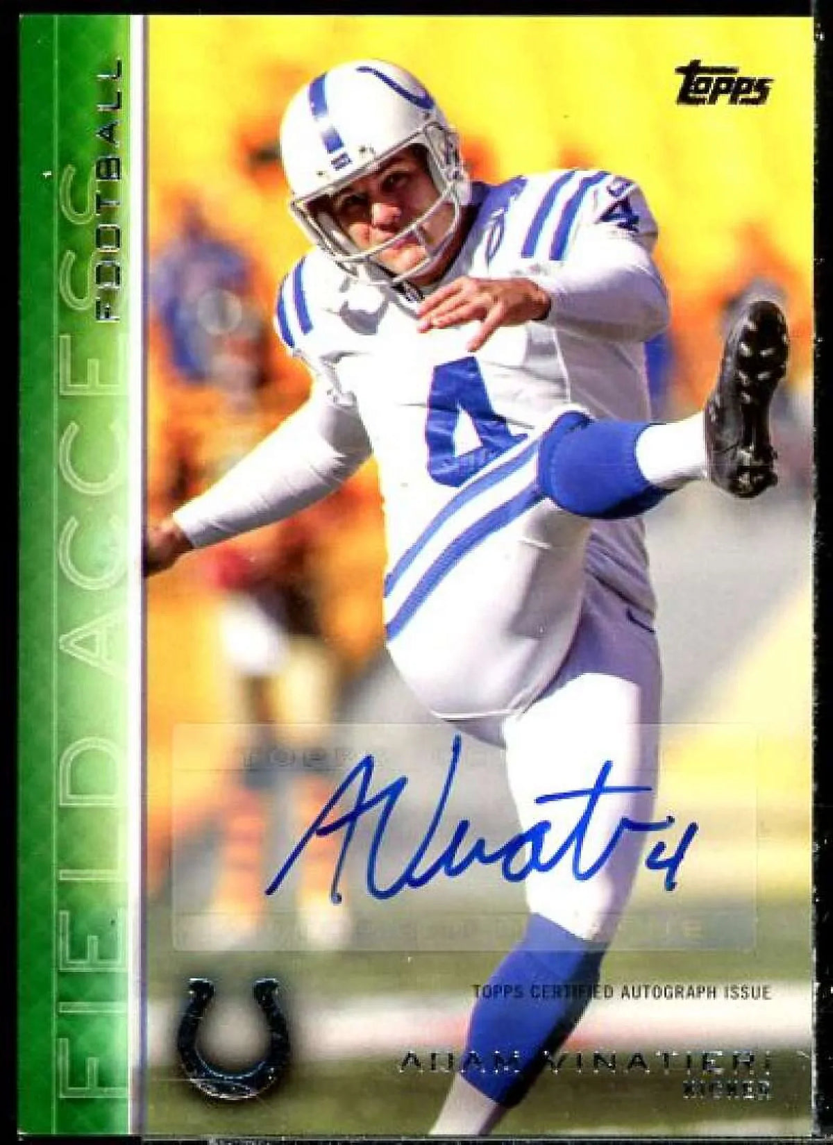 #180 Green Access Adam Card Topps Autographs Vinatieri 2015 Field