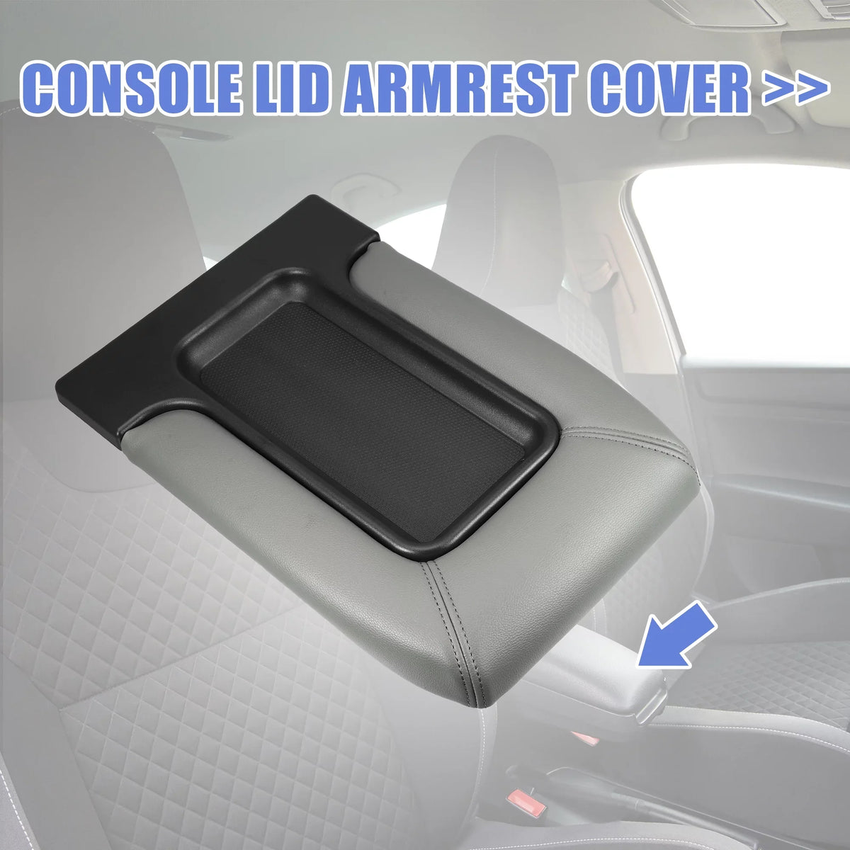 Escalade Center Gray Seat Faux Console Cover for Cadillac Bargains Protector Unique Lid Armrest Box Leather 2003-2004