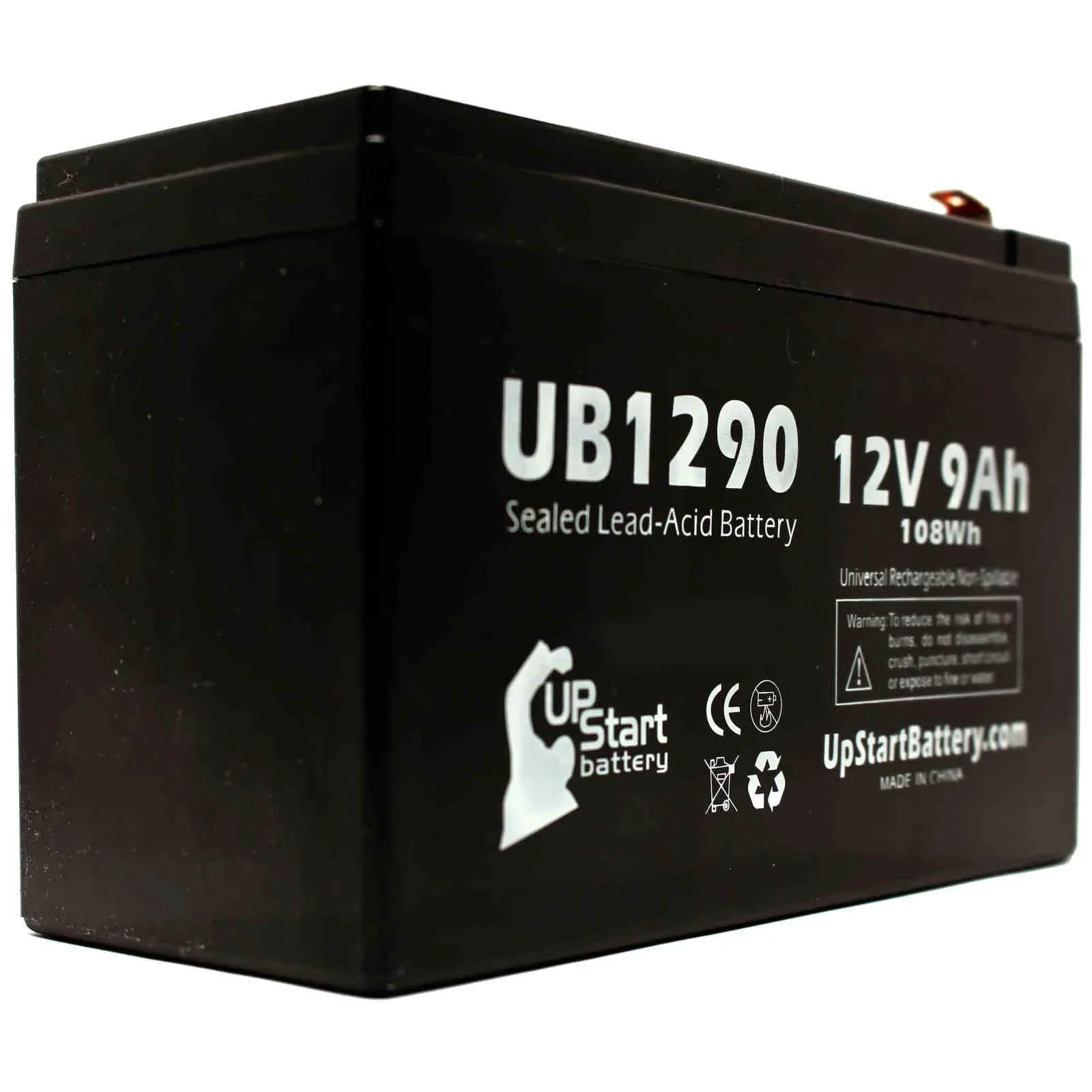 Terminal WP6.512 to SLA) Replacement F1 Compatible Cell Terminal, F1 Battery Lead TWO Acid Adapters 9Ah, - Universal Includes F2 - Battery Dyna Sealed (12V, UB1290 AGM, 9000mAh,
