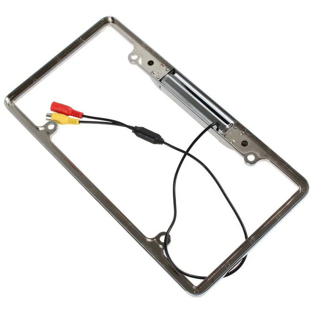 Chrome US CMOS License Camera Frame Backup 8 Rear Car Plate Vision IR View Night