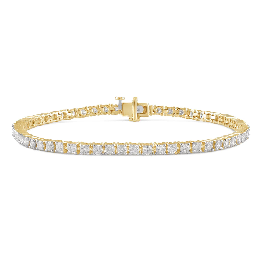 Tennis Round ct Gold, (J, 7" Arista Yellow 14K in 4.00 I2) Diamond Bracelet