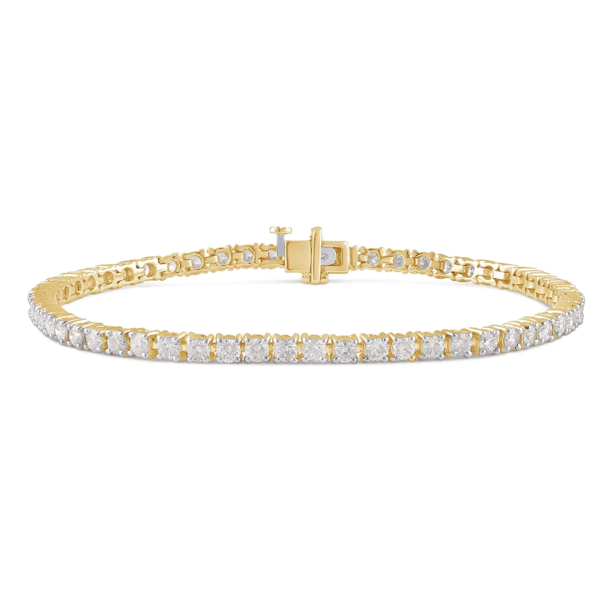 Tennis Round ct Gold, (J, 7" Arista Yellow 14K in 4.00 I2) Diamond Bracelet