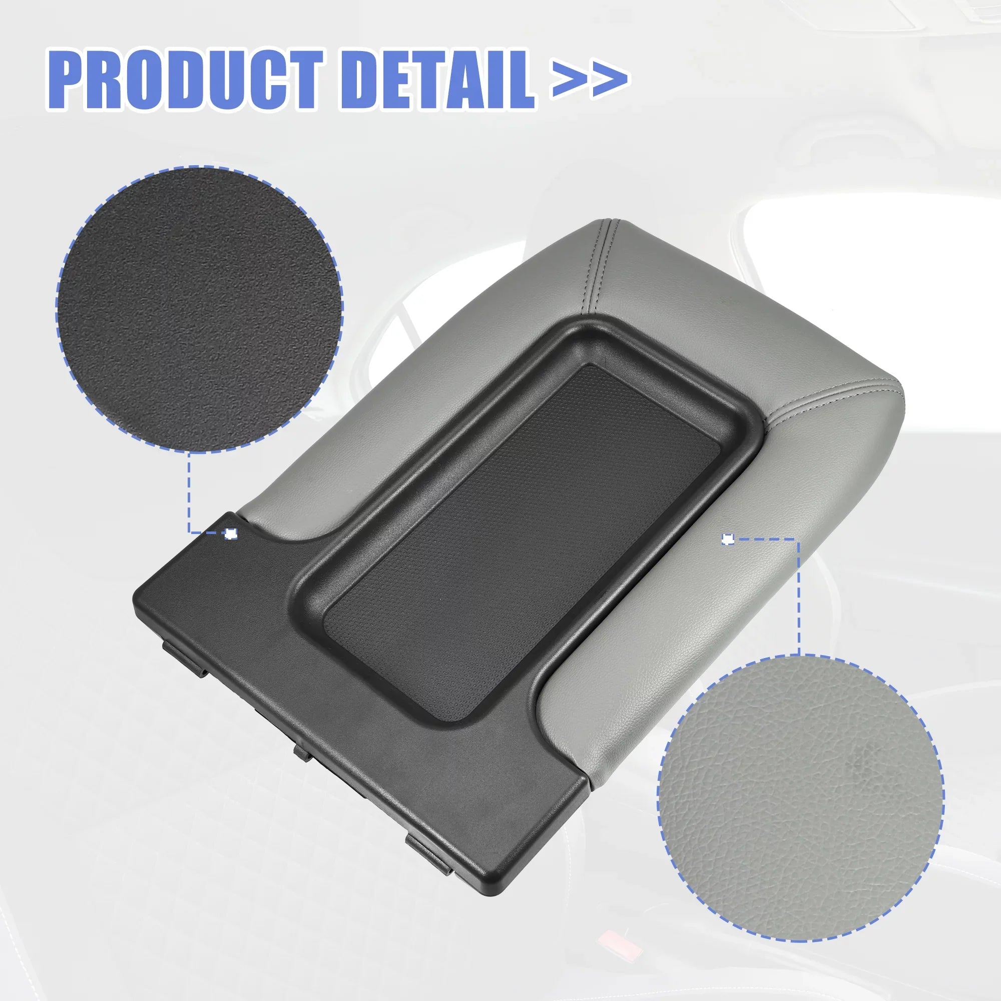 Escalade Center Gray Seat Faux Console Cover for Cadillac Bargains Protector Unique Lid Armrest Box Leather 2003-2004