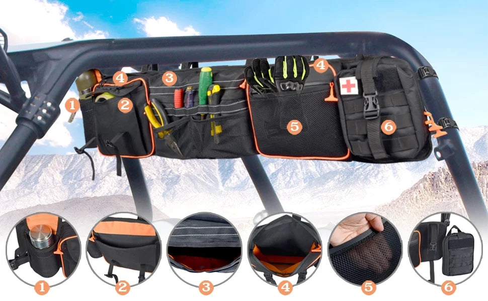 Kawasaki Storage Polaris For Size Cage Large Yamaha Organizer Bag Cargo UTV UTVs Roll Rear Full Most Gear Goldfire Car Bags