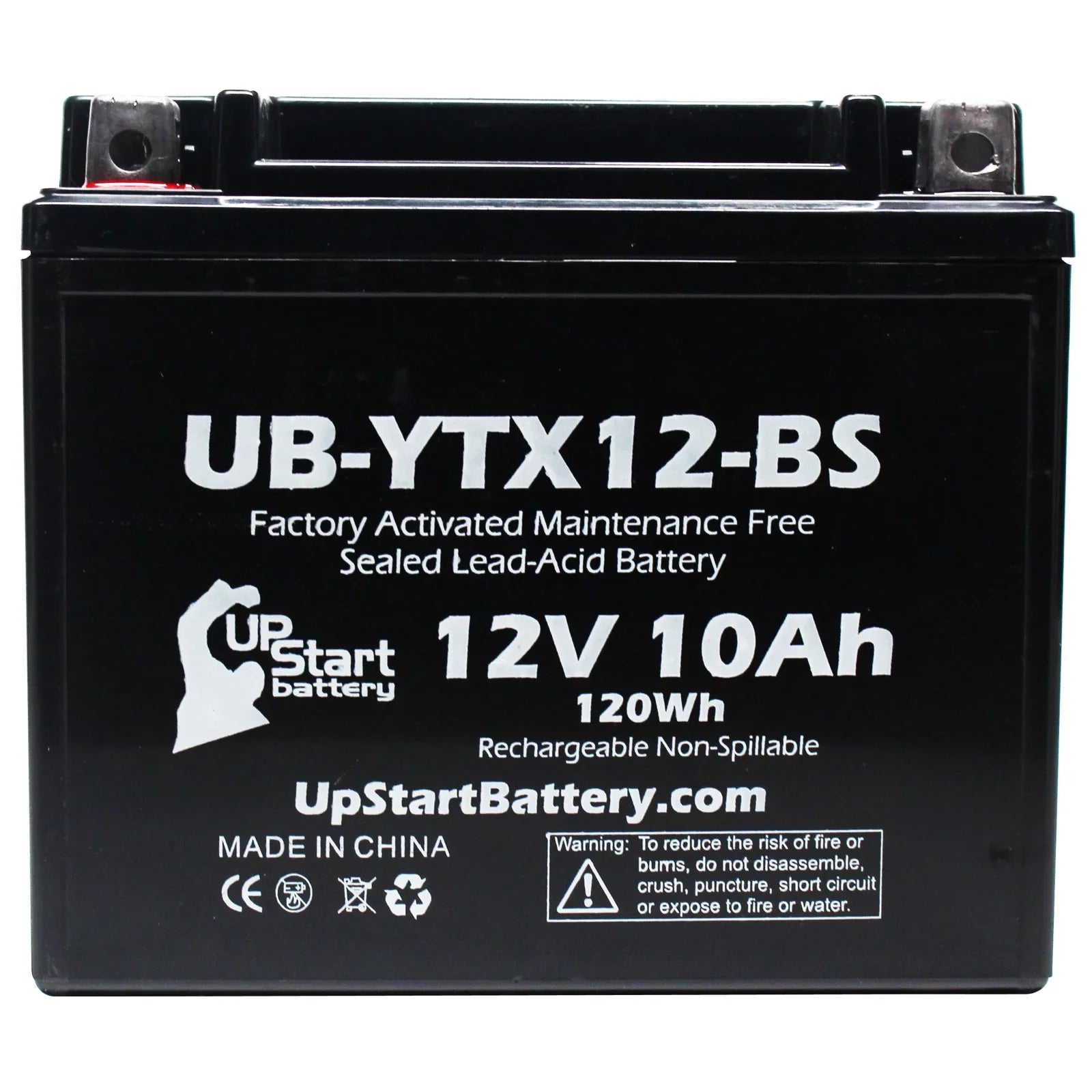 UpStart GSX-R1000 Factory Battery 2001 Replacement - Suzuki Motorcycle Maintenance 12V, Activated, Free, UB-YTX12-BS Battery 10Ah, 1000 CC