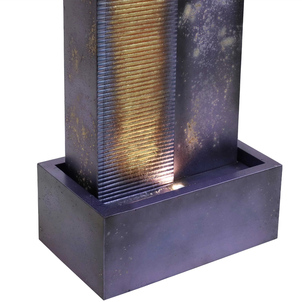 32" Tower Sunnydaze LED with Cascading Outdoor Fountain Metal Lights -