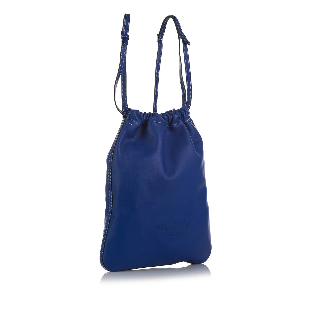 New) (Like Unisex Leather Hermès Pre-Owned Blue Calf Authenticated Bridado Cheri Backpack