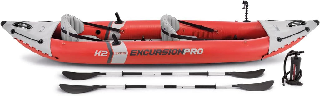 Handles and – Series: Pro Deluxe – Seat Bucket 86in Includes Grab Rod Pump Excursion Kayak PVC Inflatable Kayak – High-Output Adjustable Fishing Holders SuperTough Paddles INTEX –