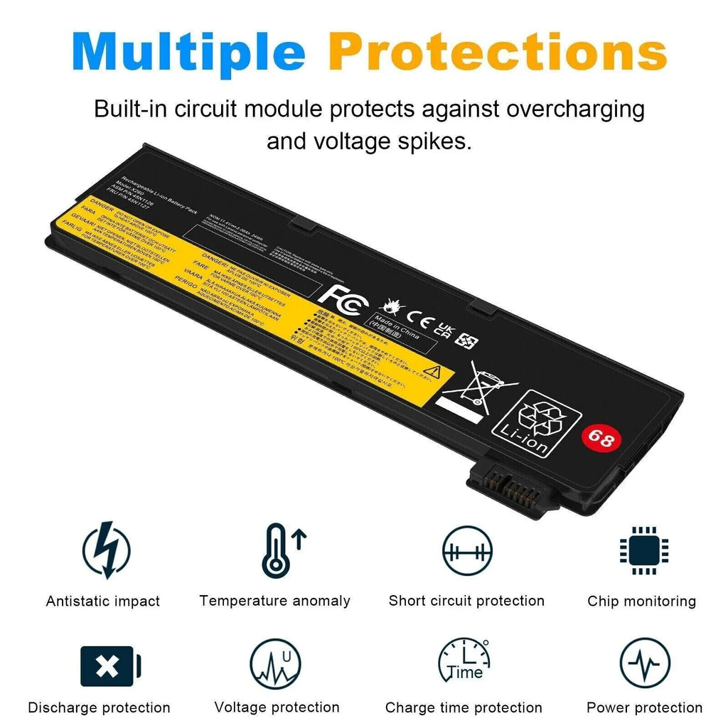 T440 X240 11.4V X250 Laptop Notebook ThinkPad T550 45N1775 X260 X240s 24Wh Replacement T450 for Battery Lenovo 68