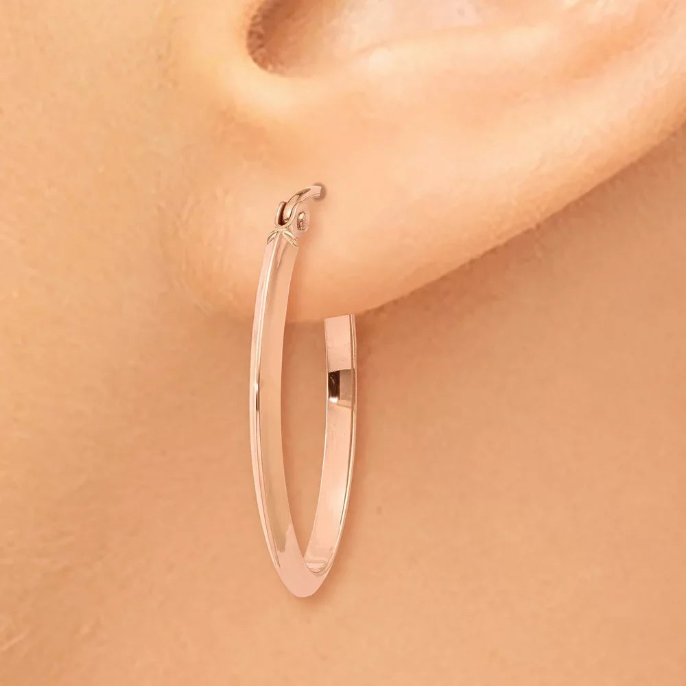 Real Polished for 14kt Adults and Earrings; Tube and for Teens; Men Oval Rose Women Gold