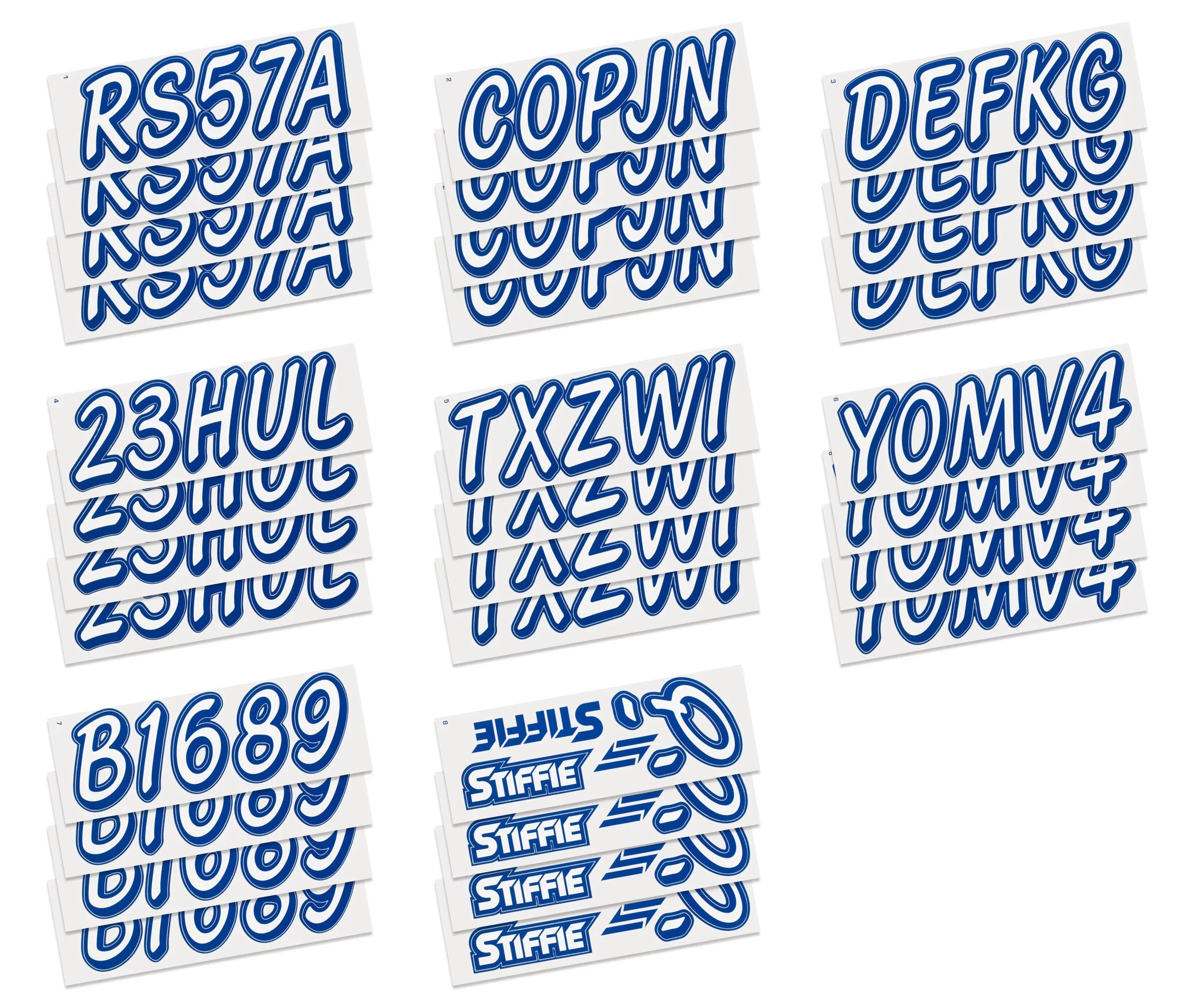 Registration & Numbers Stickers Decals White/Navy Whipline Alpha-Numeric Identification Personal STIFFIE Boats Watercraft Solid 3" for
