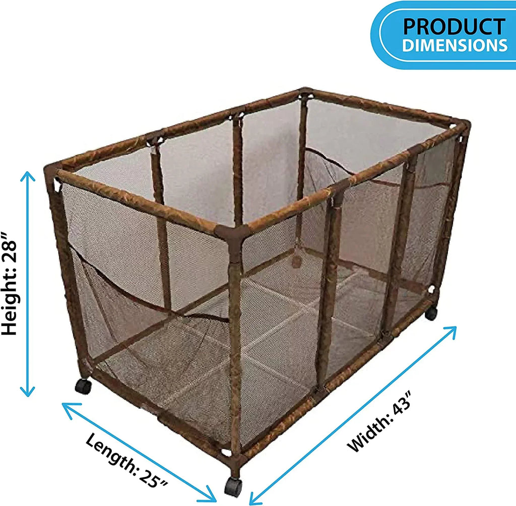 Kids Essentially 28" and Balls, Equipment Noodles Pool (43" x Brown Mesh Storage L 25" x Yours Rolling Style Organizer Toys, Holder, W Floats Large, 563009 Height, Bin, H),