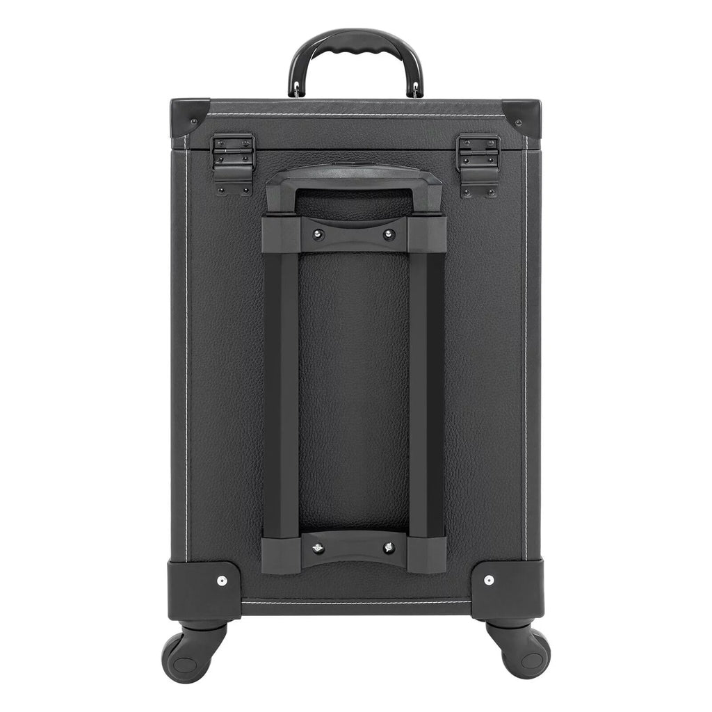 4 ZhdnBhnos Rolling w/ Makeup Trolley Wheels Box Case & Cosmetic Storage Organizer Lock Train Polish (Black) Luggage Nail