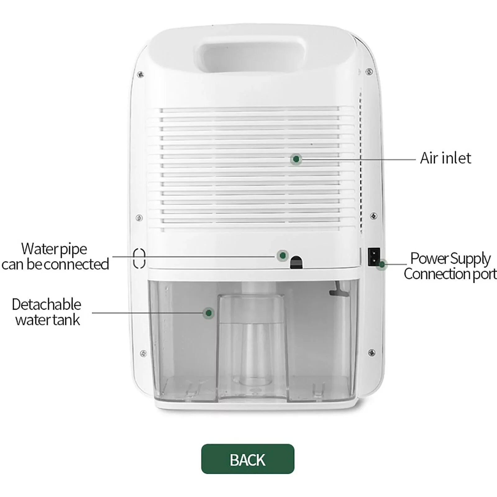Bedroom Tank RV Moisture 2.5L MIni Compact Dryer Caravan w/ Drain Water for Portable Garage ZhdnBhnos Hose Dehumidifier