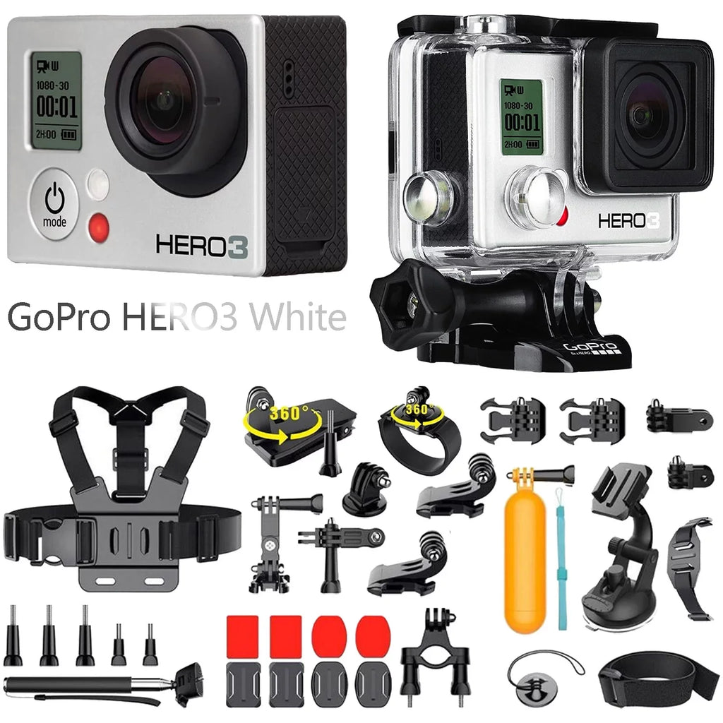 Restored WiFi 1080p camera up action Camcorder + 5.0 (Refurbished) to underwater Edition 131.2 GoPro Kits White MP ft HERO3 35in1