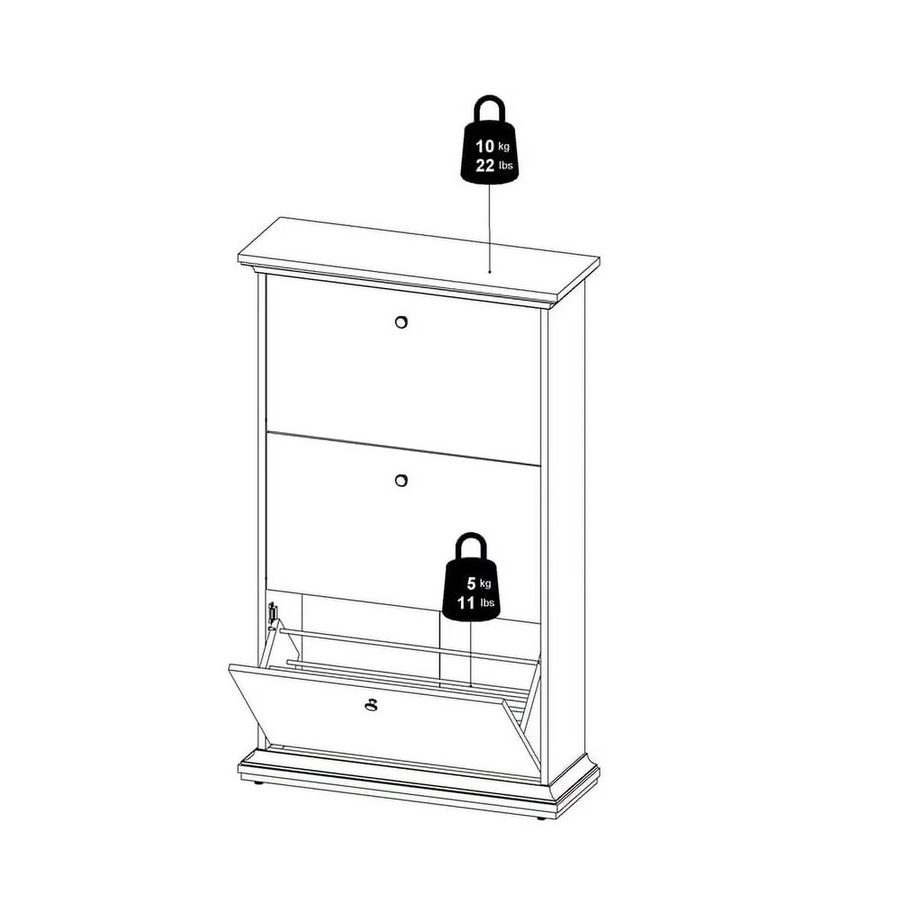 Cabinet Contemporary Allora Wood in Shoe White Drawer 3