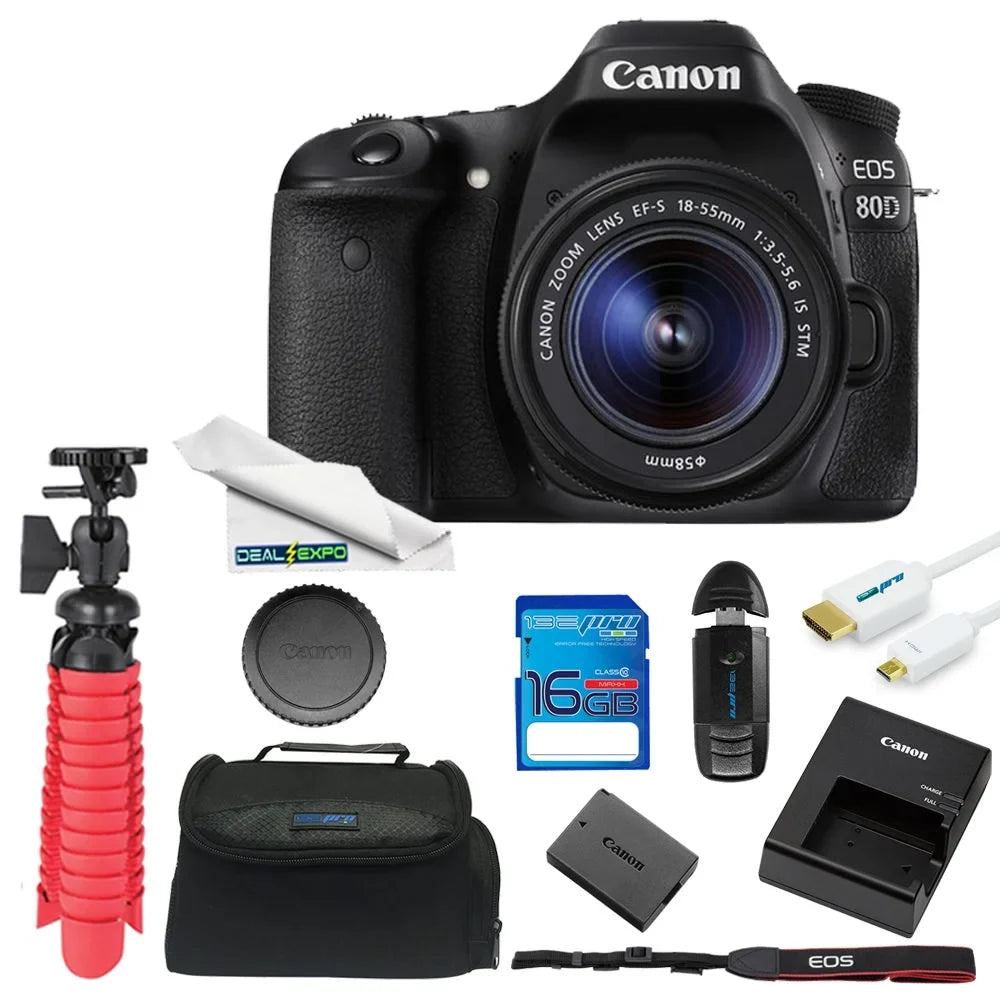 '+ with 16GB Expo Lens 18-55mm EOS Kit Camera DSLR Essentials 80D Canon