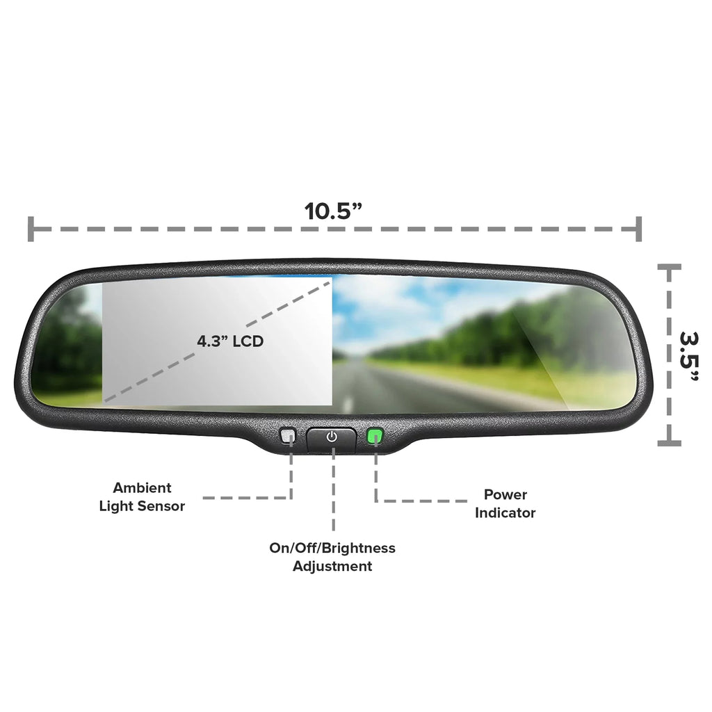 Master for Safety Waterproof Screen with Enhanced Universal Kit OEM Fit Mirror + 4.3” LCD View Camera - Rear Tailgaters Car Backup 170°