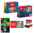 SD with Nintendo - Three Case One Red Bundle Bundle Carrying Micro 3 Download Mario Luigi's New with Switch Choose of Switch Joy-Con Mario Mansion Games - & 64GB -