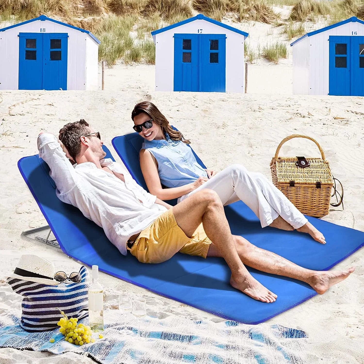 Lounge 5 Lawn Table, Beach Camping, Adjustable for Folding Side with 2-Pack Chair Chairs, Adults Set Position for Chairs Sunbathing,