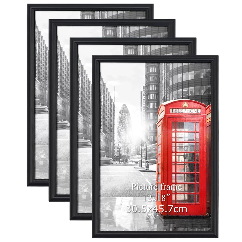 Pack Black Frame Photo 18 12x18 Modern Gallery x Picture Poster 12 for Wall Frames, 4 Poster,