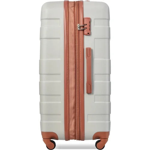 New and Hardshell Suitcase with Suitcase Brown) Sets 3pcs Grey ABS Luggage TSA 20''24''28''( Spinner Luggage sets Light Expandable Clearance Durable Lock Wheels Hardside Lightweight Model