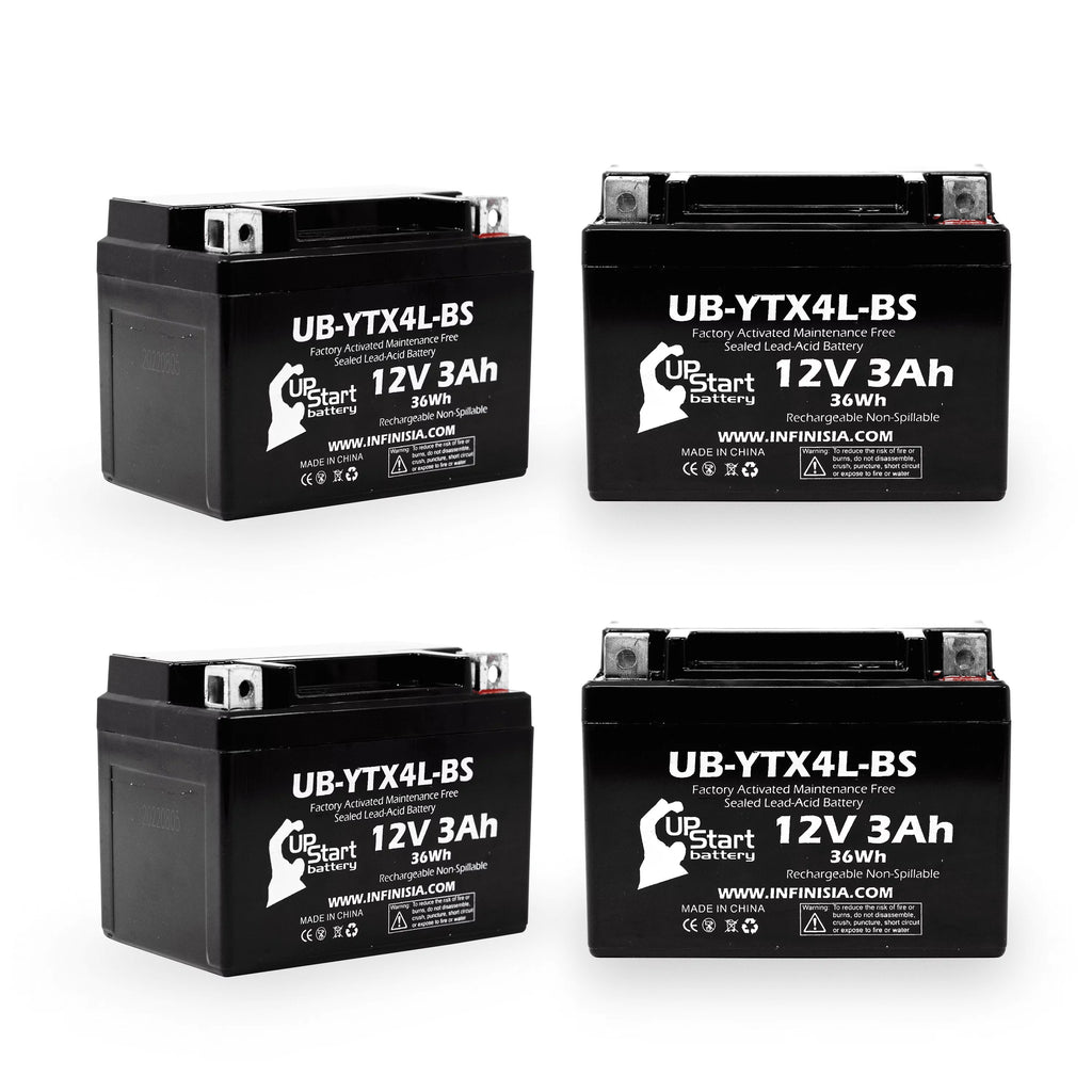 DS90F, Replacement - 3Ah, Battery 12V, 4-Pack Quest ATV 90CC Free, Bombardier Activated, UpStart Battery UB-YTX4L-BS 2004 DS90, Maintenance for Factory (Can-Am)